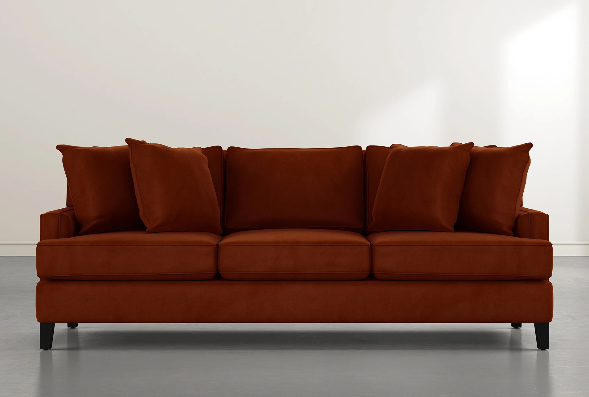 Madalyn 91" Orange Velvet Sofa | Living Spaces