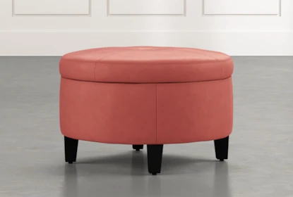 small leather storage ottoman with tray top