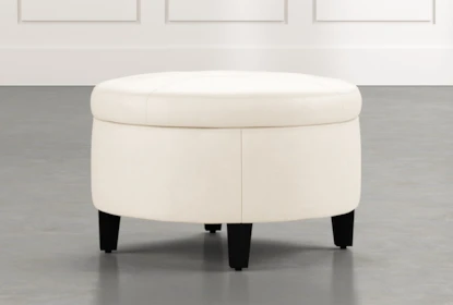 small round storage ottoman with casters