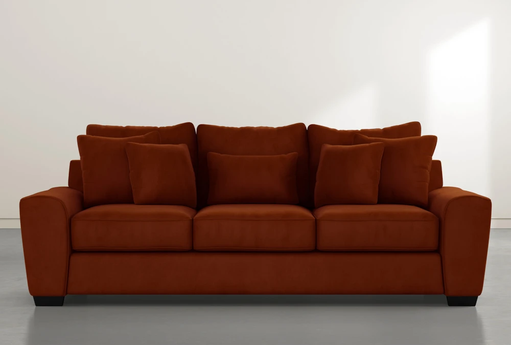 Parker II 101" Orange Velvet Sofa