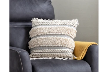 Accent Pillow-Grey And Taupe Boucle Stripes 18X18