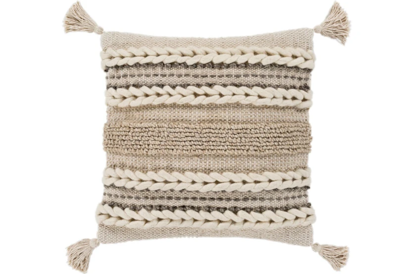 Accent Pillow-Natural Braided Stripes Tassel Corners 20X20 - 360