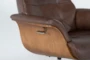 Amala Brown Leather Reclining Swivel Arm Chair with Adjustable Headrest - Detail