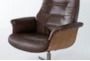 Amala Brown Leather Reclining Swivel Chair With Adjustable Headrest - Detail