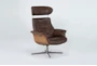 Amala Brown Leather Reclining Swivel Arm Chair with Adjustable Headrest - Side