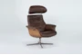 Amala Brown Leather Reclining Swivel Chair With Adjustable Headrest - Side