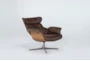 Amala Brown Leather Reclining Swivel Arm Chair with Adjustable Headrest - Side