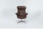 Amala Brown Leather Reclining Swivel Chair With Adjustable Headrest - Front