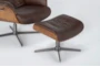 Amala Brown Leather Reclining Swivel Arm Chair with Adjustable Headrest And Ottoman - Detail