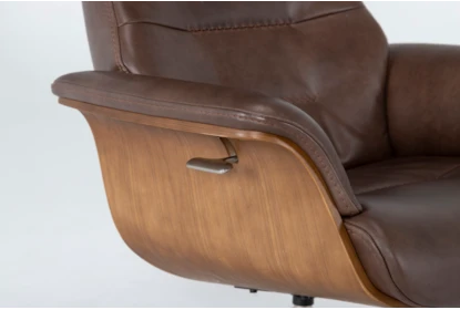 Amala Brown Leather Reclining Swivel Chair With Adjustable Headrest