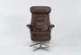 Amala Brown Leather Reclining Swivel Arm Chair with Adjustable Headrest And Ottoman - Front