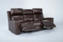 Stetson Chocolate Leather 87" Power Reclining Sofa with Power Headrest, Lumbar & USB - Recline