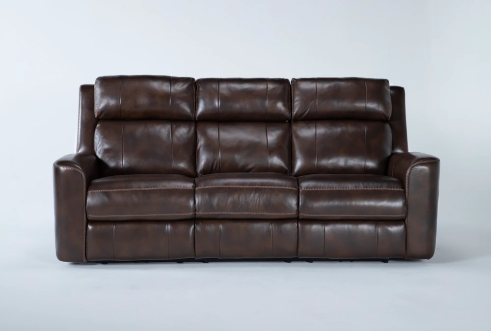 stetson walnut leather sofa