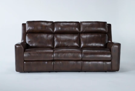 Stetson Chocolate Leather 87" Power Reclining Sofa With Power Headrest & Lumbar