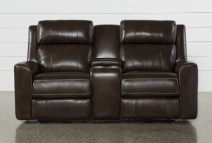 Power Reclining Loveseat, Brown Leather Reclining Loveseat