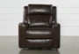 Stetson Chocolate Leather Power Recliner with Power Headrest, Lumbar & USB - Front