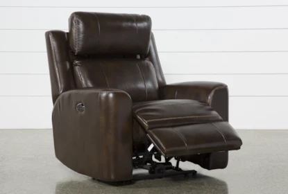 Stetson Leather Power Reclining Chair With Power Headrest Lumbar Living Spaces