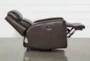 Stetson Chocolate Leather Power Recliner with Power Headrest, Lumbar & USB - Recline