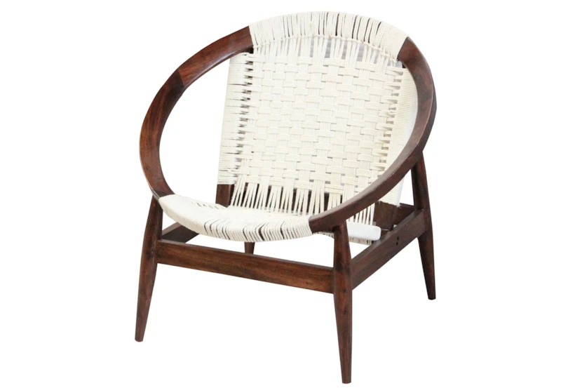 Hand Woven White Rope Round Chair  - 360