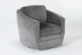 Chadwick Charcoal Chenille 33" Swivel Accent Chair - Side