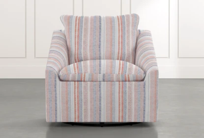 Cypress Ii Red Striped Swivel Accent Chair Living Spaces