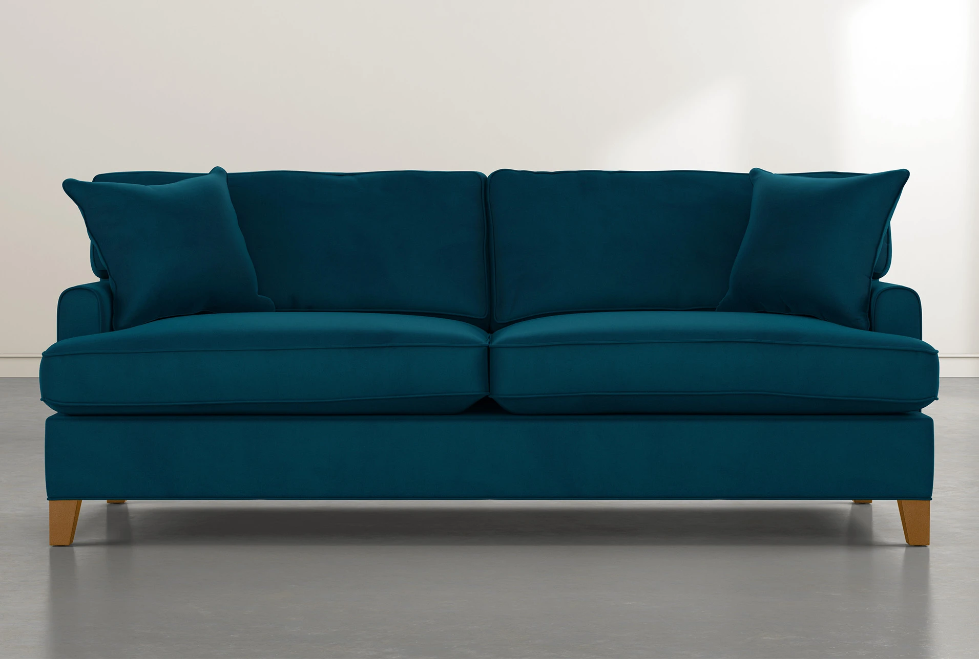 Emerson II 88" Teal Blue Velvet Sofa | Living Spaces
