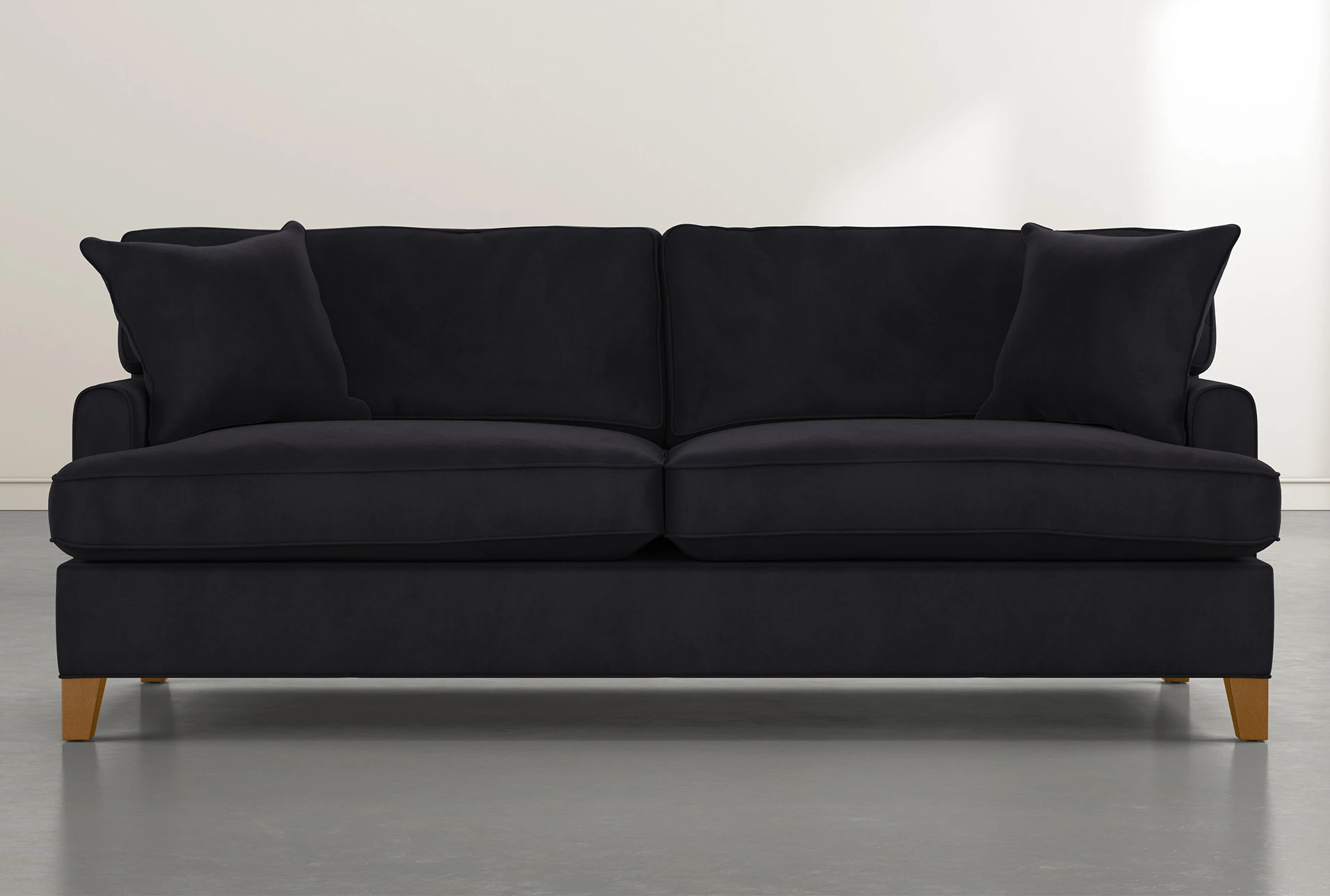 Emerson II 88" Black Velvet Sofa | Living Spaces