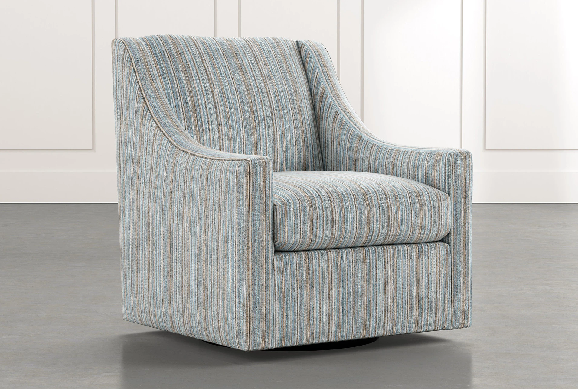 Emerson II Light Blue Striped Swivel Accent Chair Living