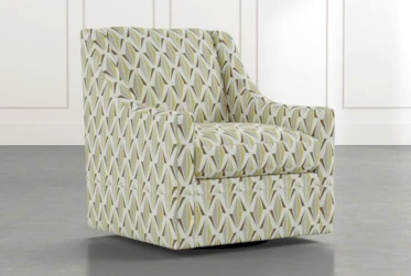 Emerson II Green Geometric Swivel Accent Chair