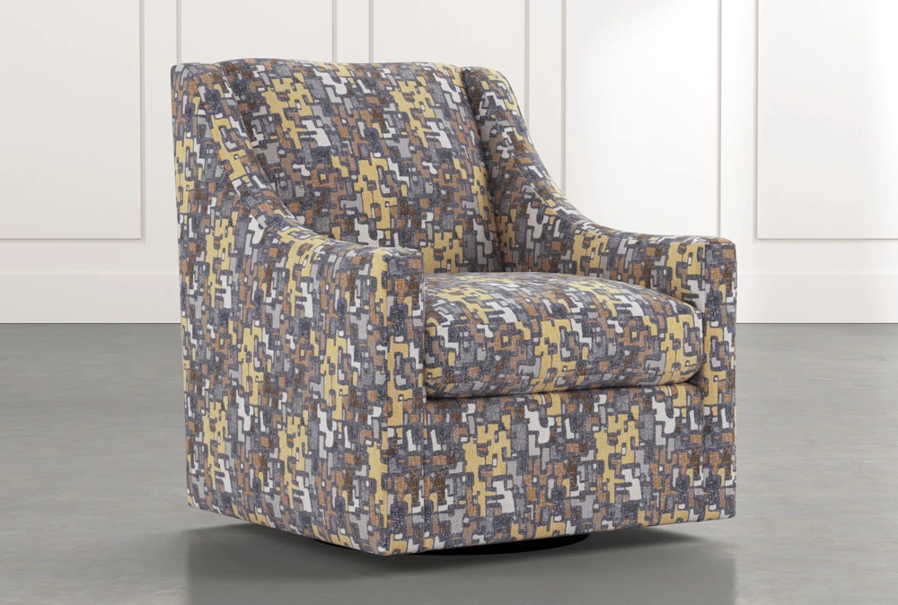 Emerson II Yellow Geometric Swivel Accent Chair | Living ...