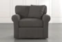 Elm II Dark Grey Swivel Arm Chair - Front