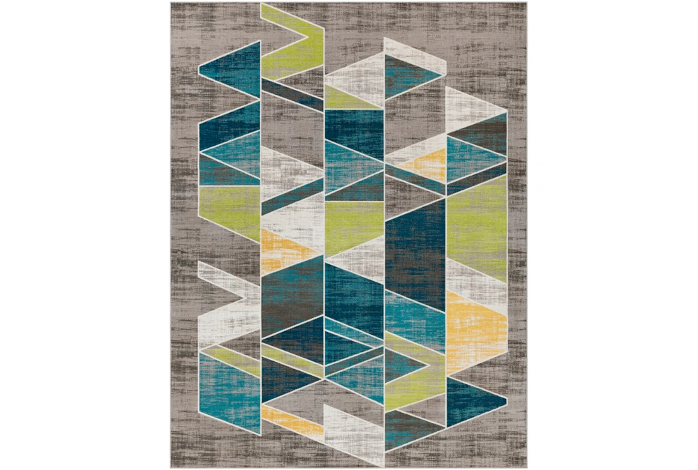 7'8"x10'3" Rug-Teal & Lime Triangles