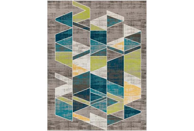 7'8"x10'3" Rug-Teal & Lime Triangles - 360
