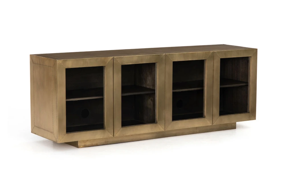 Aged Brass Clad Grey Natural 72" Media Console