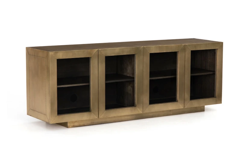 Aged Brass Clad Grey Natural 72" Media Console - 360