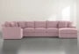 Delano Pink 3 Piece 169" Sectional With Right Arm Facing Chaise - Signature