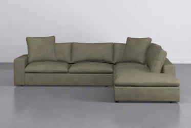 Utopia Olive 3 Piece 123" Sectional With Right Facing Bumper Chaise