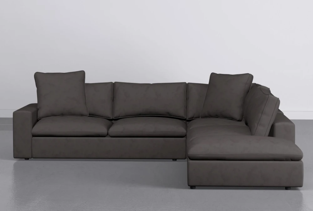 Utopia Charcoal Modular 3 Piece 123" Sectional With Right Arm Facing Bumper Chaise