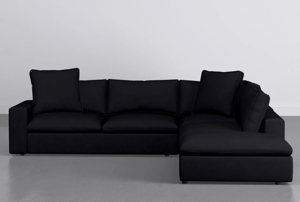 Utopia Black Modular 3 Piece 123" Sectional With Right Arm Facing Bumper Chaise