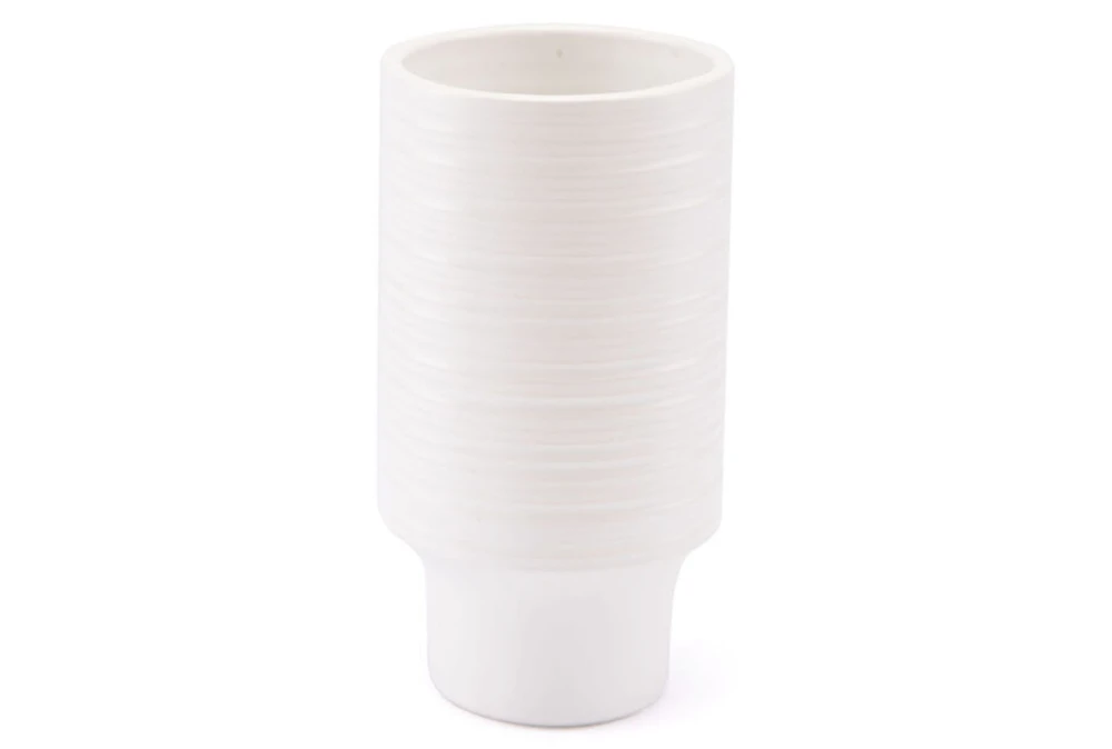 10 Inch Short White Vase 