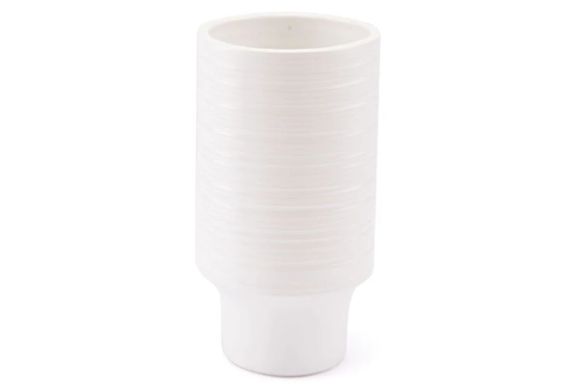 10 Inch Short White Vase  - 360