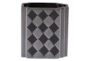 Black + Grey Checkered Small Vase  - Front