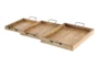 Set Of 3 Wood and Metal Trays - Material