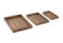 Set Of 3 Wood and Metal Trays - Signature