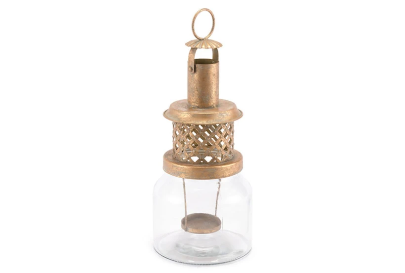 Small Antique Gold Steam Lantern  - 360