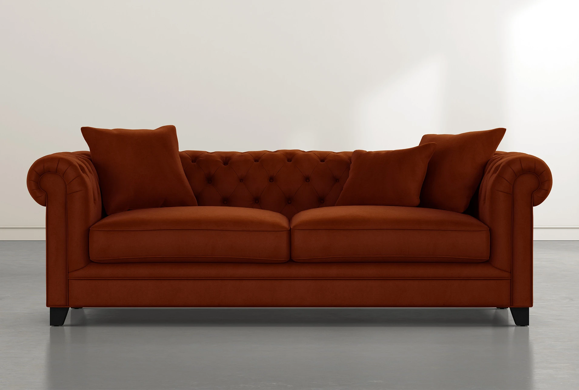 Patterson III 94" Orange Velvet Sofa | Living Spaces