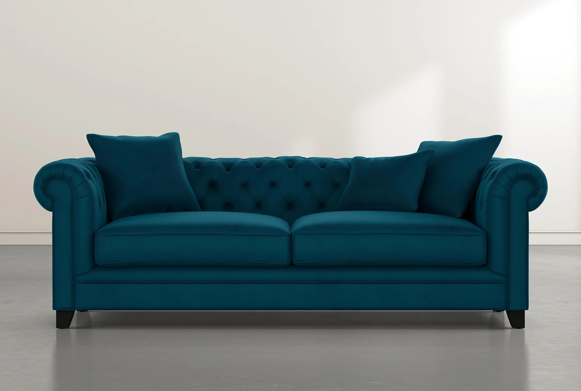 Patterson III 94" Teal Blue Velvet Sofa | Living Spaces