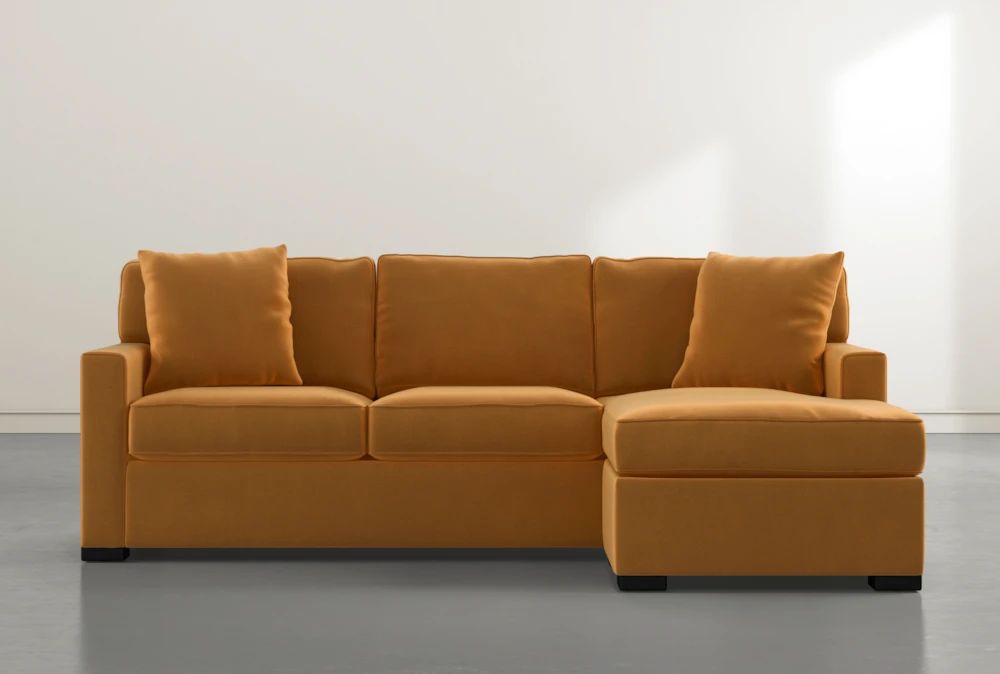 Taren II Orange Reversible Sofa/Chaise Sleeper W/Storage Ottoman