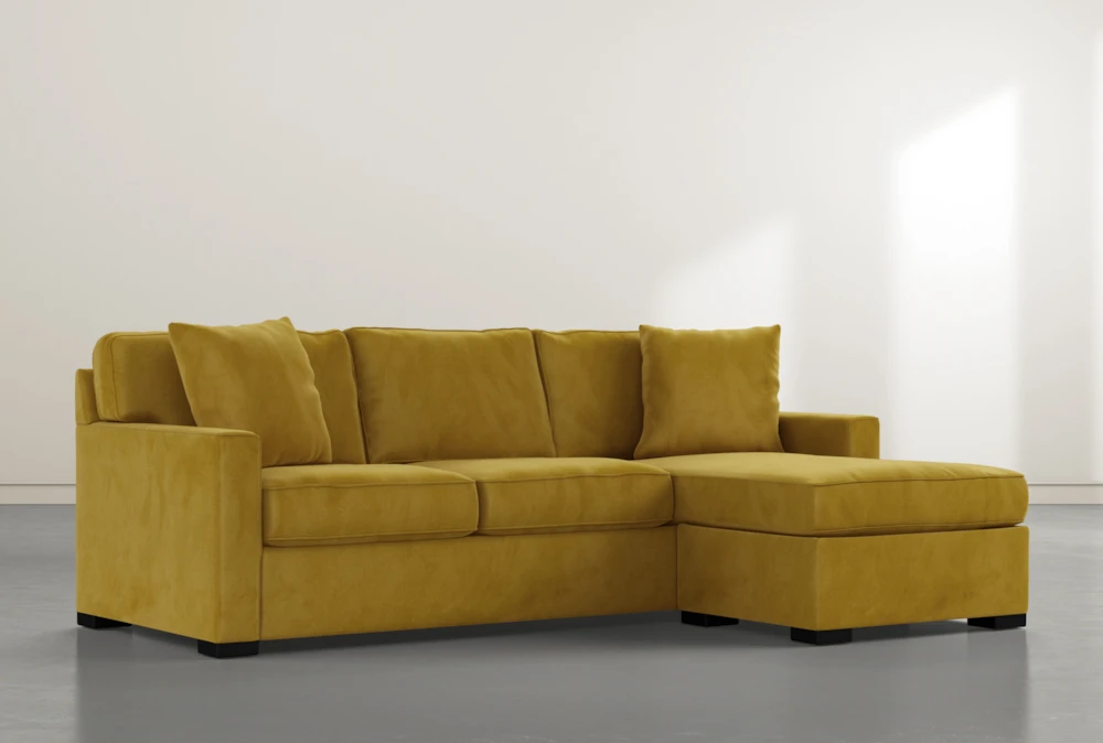 Taren II Yellow Reversible Sofa/Chaise Sleeper W/Storage Ottoman