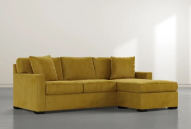 Taren II Yellow Reversible Sofa/Chaise Sleeper W/Storage Ottoman